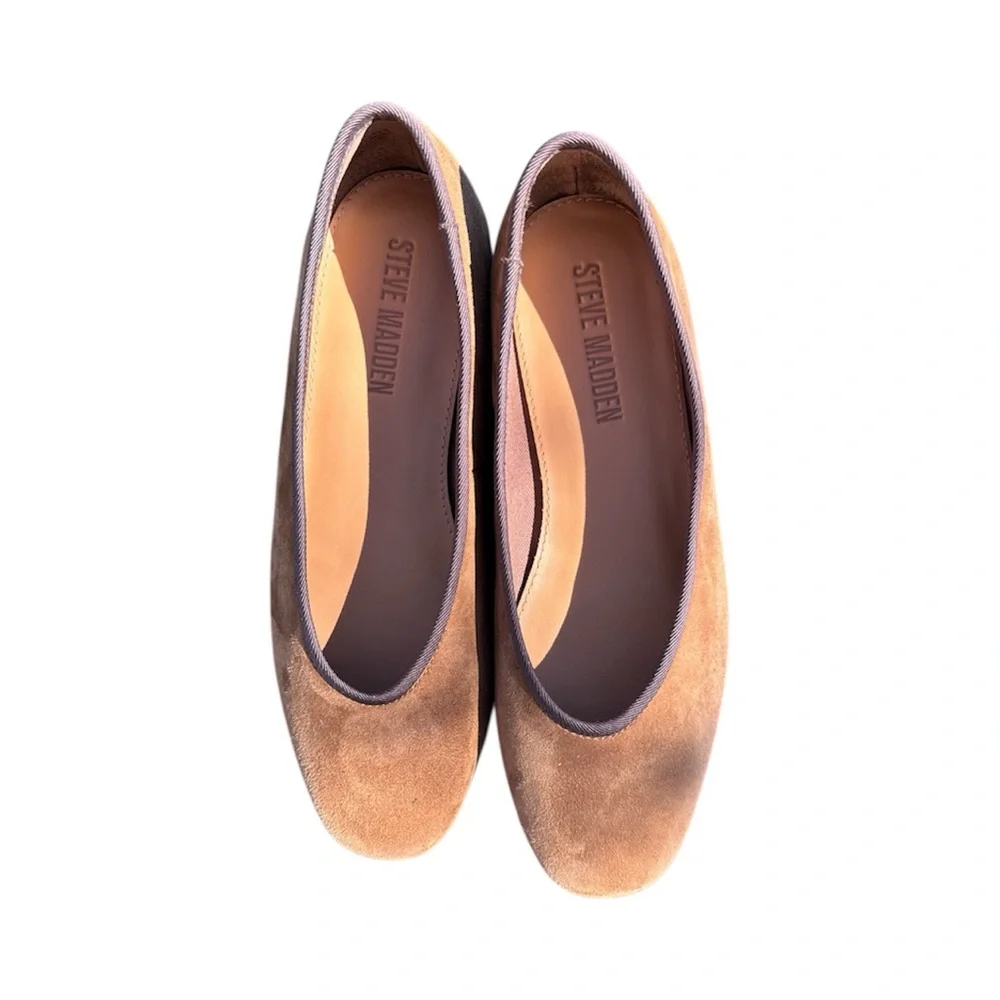 Steve Madden Suede Pipa Ballet Flats in Tan with Brown Trim size 6 - Picture 5 of 9